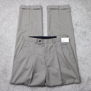Geoffrey Beene Pants NWT Men 30x32 Taupe Pleated Cuffed Poly/Rayon Straight Leg